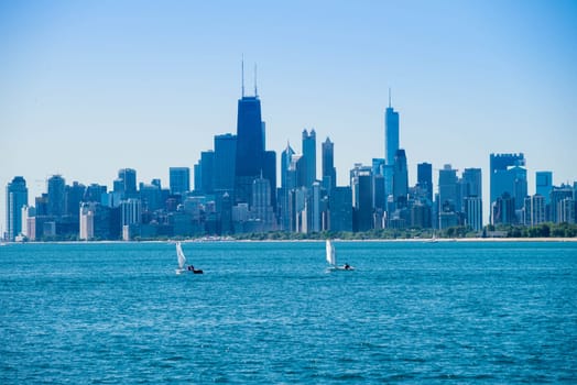 City of Chicago at lake Michigan