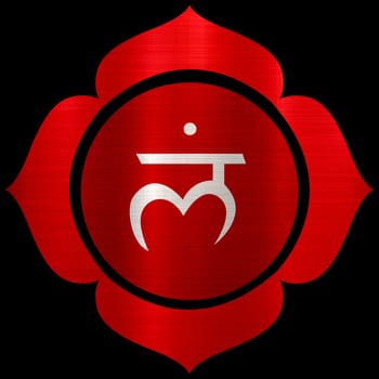 red muladhara chakra root mandala spiritual sacred illustration shape metallic esoteric
