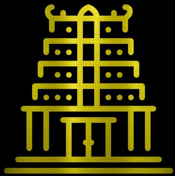 hindu india temple building religious silhouette holy historic metallic golden illustration