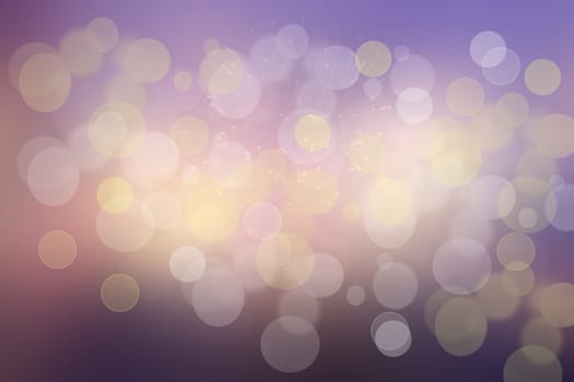 Purple abstract bokeh. Purple and blue gradient glowing background with bright blurred circles and glittering stars. Beautiful texture.