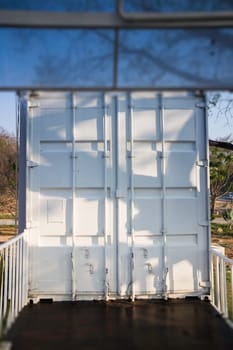 Modern house created from cargo container, stock photo