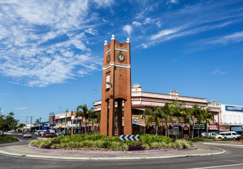 View of the Clock Tower, erected in 1909 to commemorate fr Jubilee of the Incorporation of the City of Grafton, New South Wales, Australia