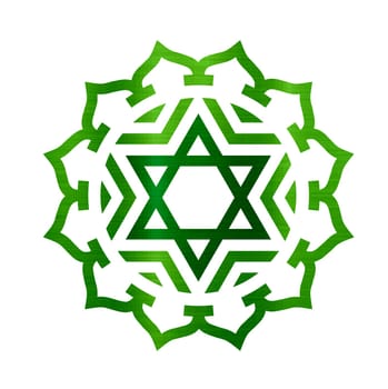 yoga meditation green anahata chakra heart mandala spiritual sacred illustration metallic