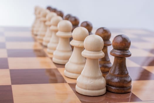 Chess board with chess pieces  on it