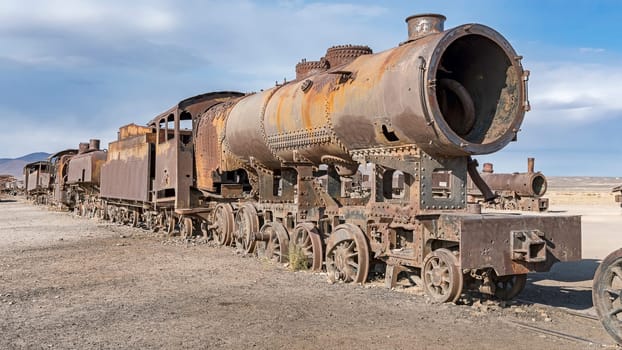 Old train at the train cemetery Cementerio de los Trenes,Uyuni,Bolivia,South America