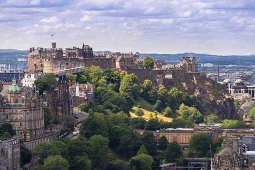Edinburgh Castle with Cityscape from Calton Hill, Edinburgh, Scotland UK