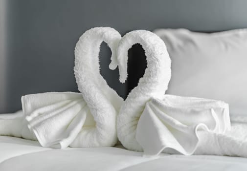 Room and interior concept, The wiping cloth that is folded into a bird nest a comfortable room