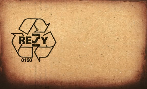 Recycle symbol printed on cardboard