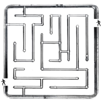 A close up abstract image of a maze