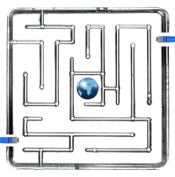 A close up abstract image of a maze
