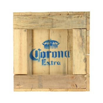 A close up shot of a wooden crate