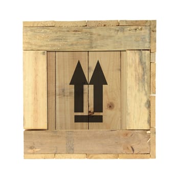 A close up shot of a wooden crate
