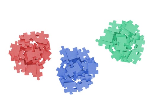 A close up shot of jigsaw pieces