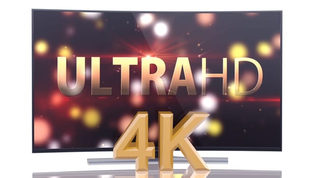 UltraHD Smart Tv with Curved screen on white background