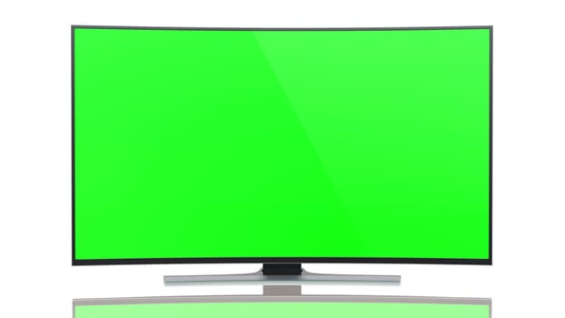 UltraHD Smart Tv with Curved green screen on white background
