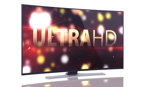 UltraHD Smart Tv with Curved screen on white background