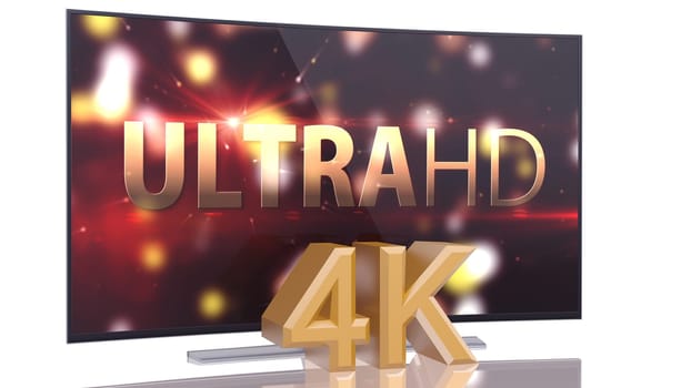 UltraHD Smart Tv with Curved screen on white background