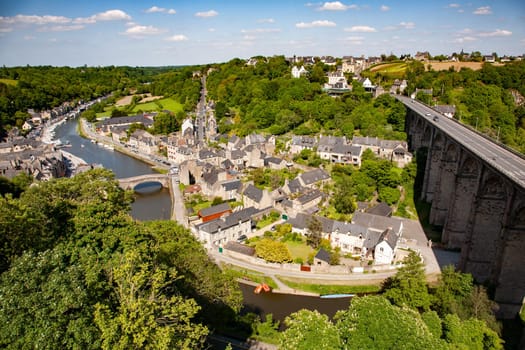 Dinan, the harbor on the banks of the Rance River, Brittany, France
