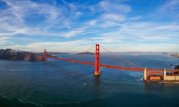 Aerial view of Golden Gate bridge in San Francisco