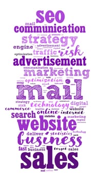 Mail word cloud concept over white background