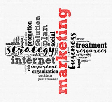 Marketing word cloud concept over white background