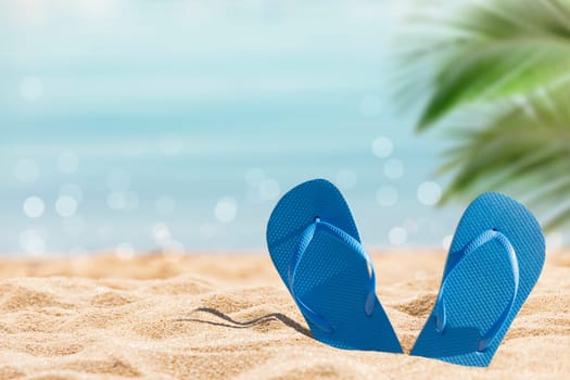 Sunny tropical Caribbean beach with palm trees and turquoise water