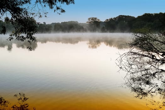 Morning mist over the lake, taken before sunrise