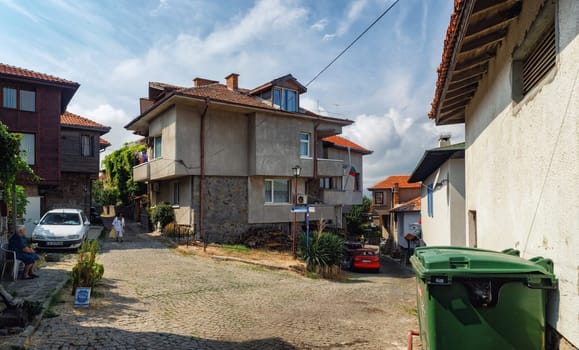 Sozopol, Bulgaria - September 03, 2014: Street and architecture in the old town of Sozopol, Bulgaria. Bulgarian Black Sea Coast. UNESCO world heritage site.