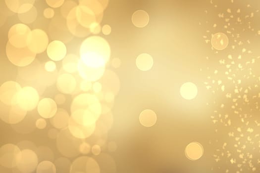 A festive abstract golden yellow gradient background texture with glitter defocused sparkle bokeh circles. Card concept for Happy New Year, party invitation, valentine or other holidays.