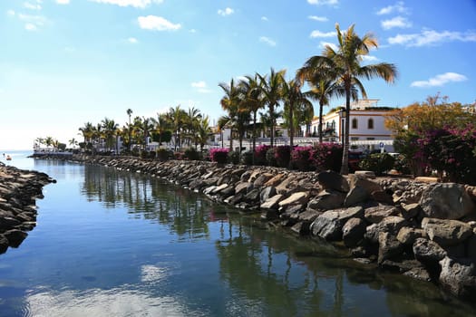 Puerto de Mogan - Gran Canaria / Spain - 01 26 2017: port of Gran Canaria and many attractions