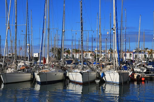 Puerto de Mogan - Gran Canaria / Spain - 01 26 2017: port of Gran Canaria and many attractions