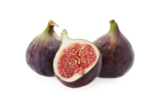 Fresh ripe sweet figs on a white background.