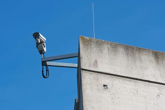 Video surveillance on a pillar of the trough bridge at Hohenwarthe in Germany