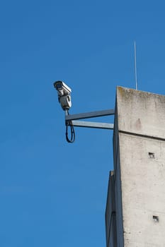 Video surveillance on a pillar of the trough bridge at Hohenwarthe in Germany