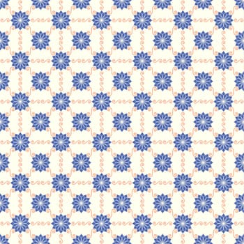 Blue Jasmine flower and swirl or spiral seamless pattern on pastel background. Retro or vintage pattern style for classic or sweet design