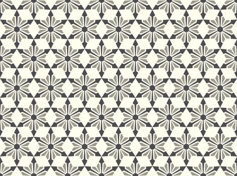 Gray modern star and circle and arrow shape seamless pattern. Fashionable flower for graphic or classic smart design