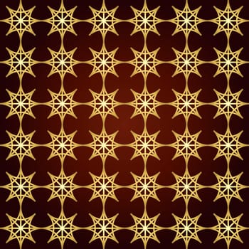 Gold four angle star seamless pattern on pastel background. Abstract star pattern in modern and vintage style for design.
