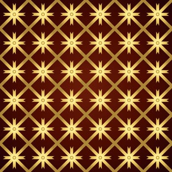 Gold asterisk or crossed line and circle and triangle seamless pattern. Abstract and classic pattern style for design