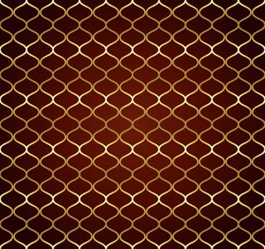 Gold Sweet mesh seamless pattern on pastel background. Vintage snake pattern for retro and graphic design.