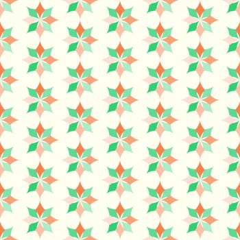 Orange and green modern classic bloom seamless pattern. Abstract blossom style for graphic and retro design.