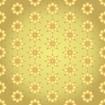Gold modern classic bloom seamless pattern. Abstract blossom style for graphic and retro design.