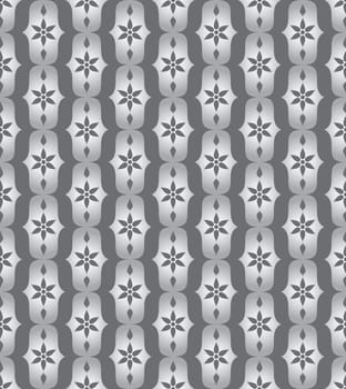 Silver vintage blossom and lobe pattern on pastel background. Retro bloom seamless pattern for ancient or old design
