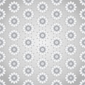 Silver sweet blossom seamless pattern on pastel background. Vintage lotus bloom for graphic or classic design.