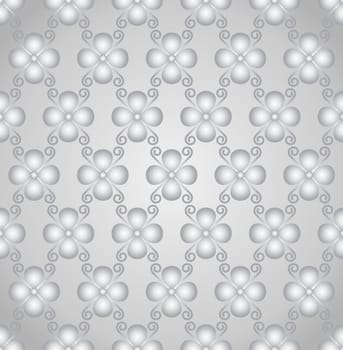 Silver blossom and spiral seamless pattern on pastel background. Sweet bloom for vintage or modern design.
