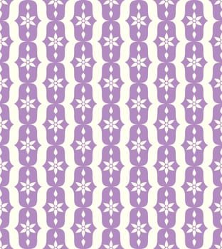 Purple vintage blossom and lobe pattern on pastel background. Retro bloom seamless pattern for ancient or old design