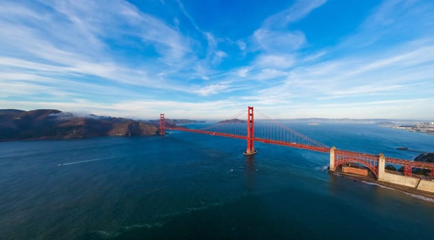 Aerial view of Golden Gate bridge in San Francisco
