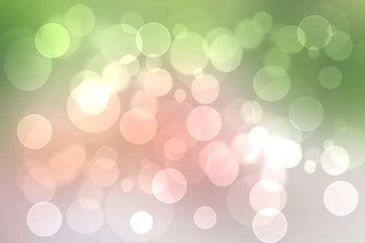 Abstract blurred vivid spring summer light delicate pastel pink green bokeh background texture with bright circular soft color lights. Card concept. Beautiful backdrop illustration.
