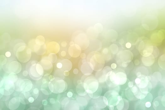 Abstract gradient green light turquoise shiny blurred background texture with circular bokeh lights. Beautiful backdrop. Space for design.