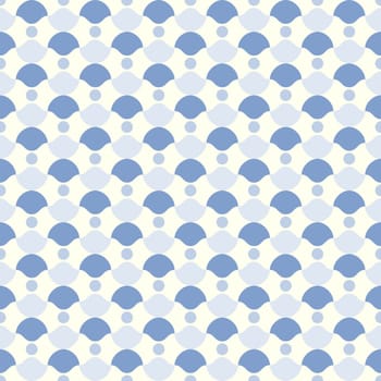 Blue curve cup and circle pattern on pastel background. Retro and classic seamless pattern style for modern or graphic design.