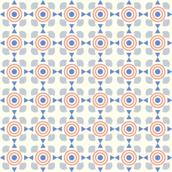 Blue sweet circle and curve cup and small triangle pattern on pastel color. Abstract and vintage seamless pattern style for cute or modern design